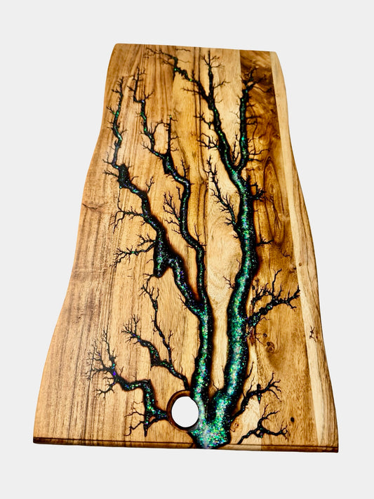 Live Edge Resin Board – Green Sparkle | Australian Made Resin Boards