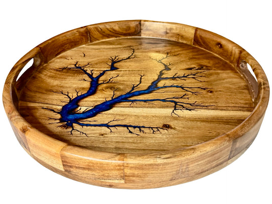 Resin Serving Tray - Sapphire Blue | Fractal Flow Designs | Australia