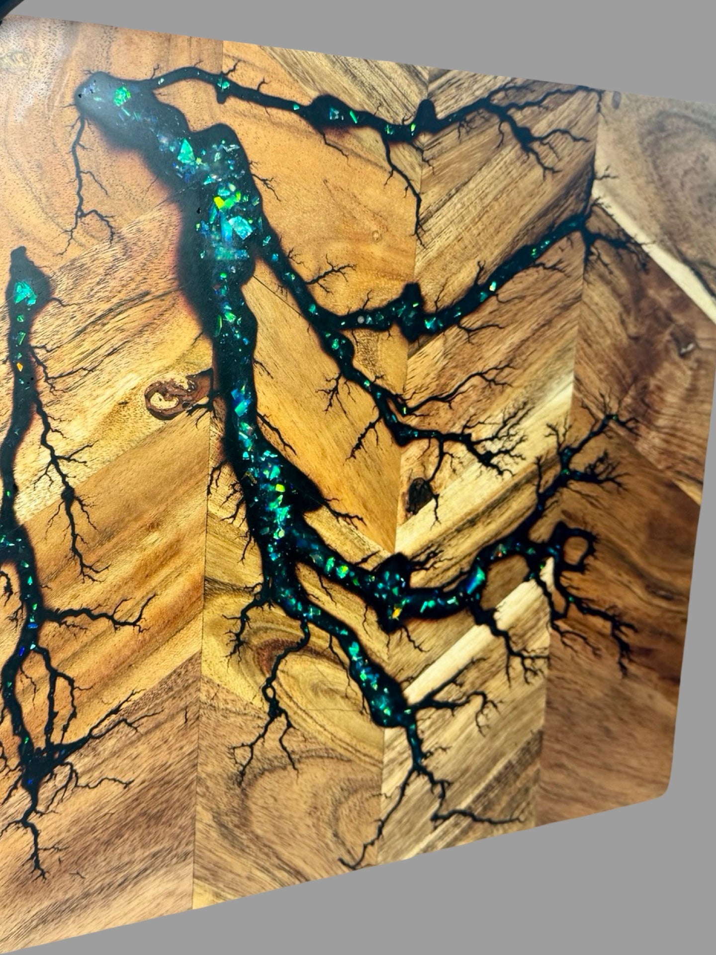 Luxury resin chopping board Australia, artisanal fractal burnt serving board, perfect for charcuterie or cooking