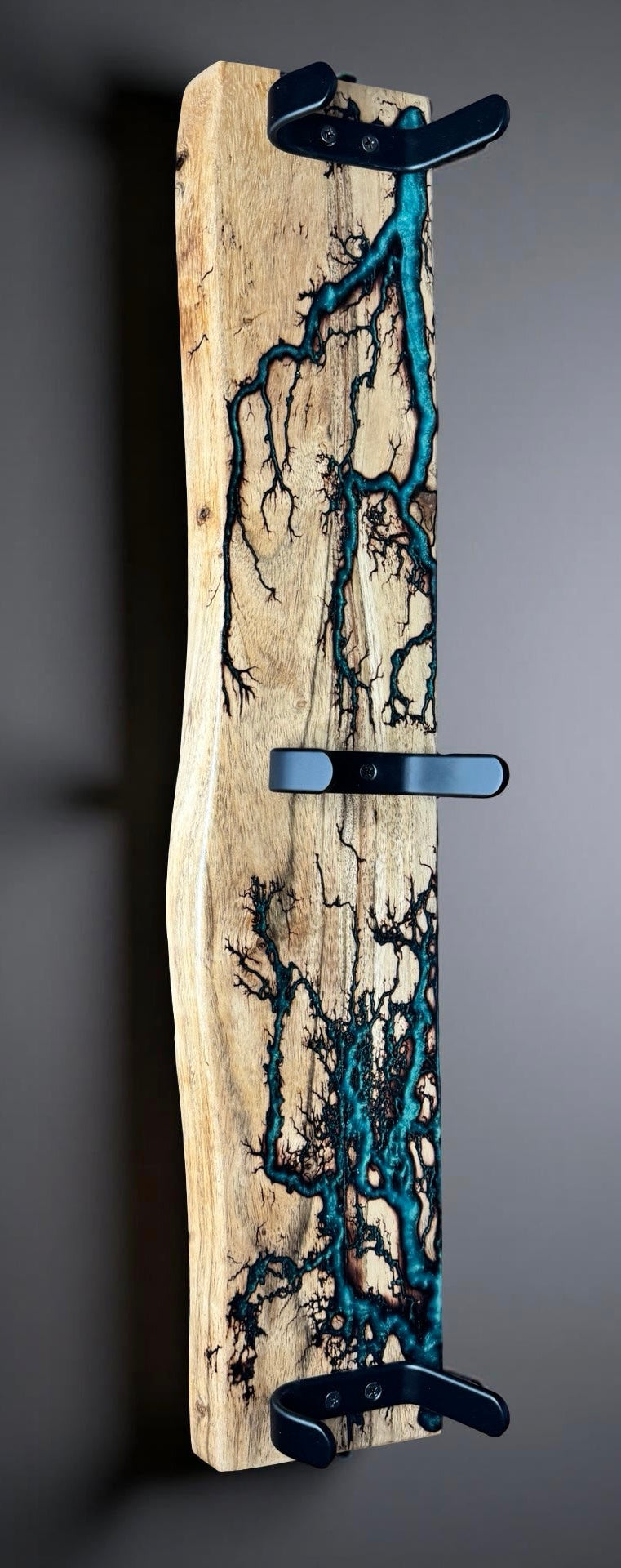 Handmade timber coat rack featuring resin detail, Australian craftsmanship