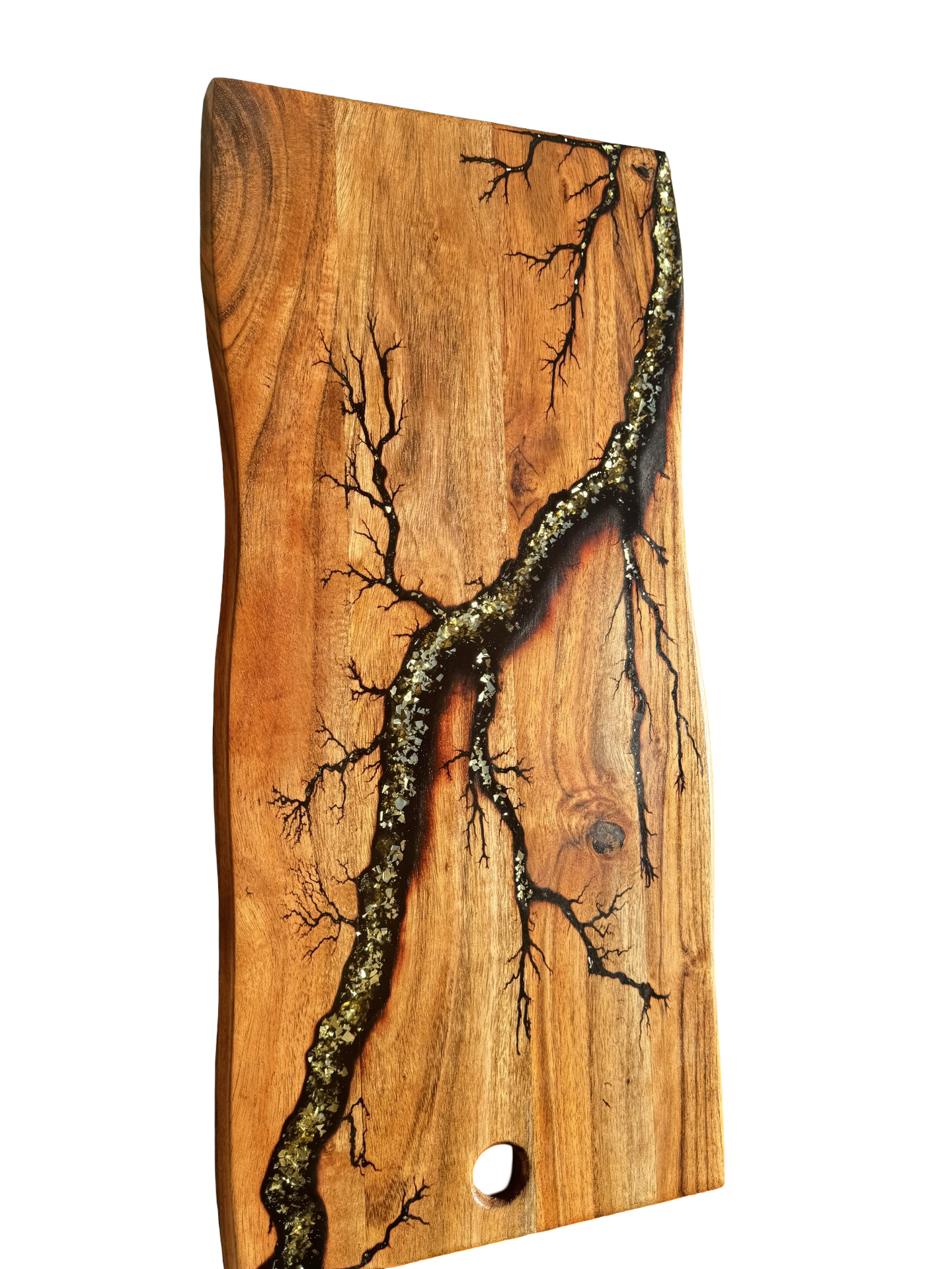 Live Edge Charcuterie Board – Gold Sparkle| Fractal Flow Designs | Australian Made