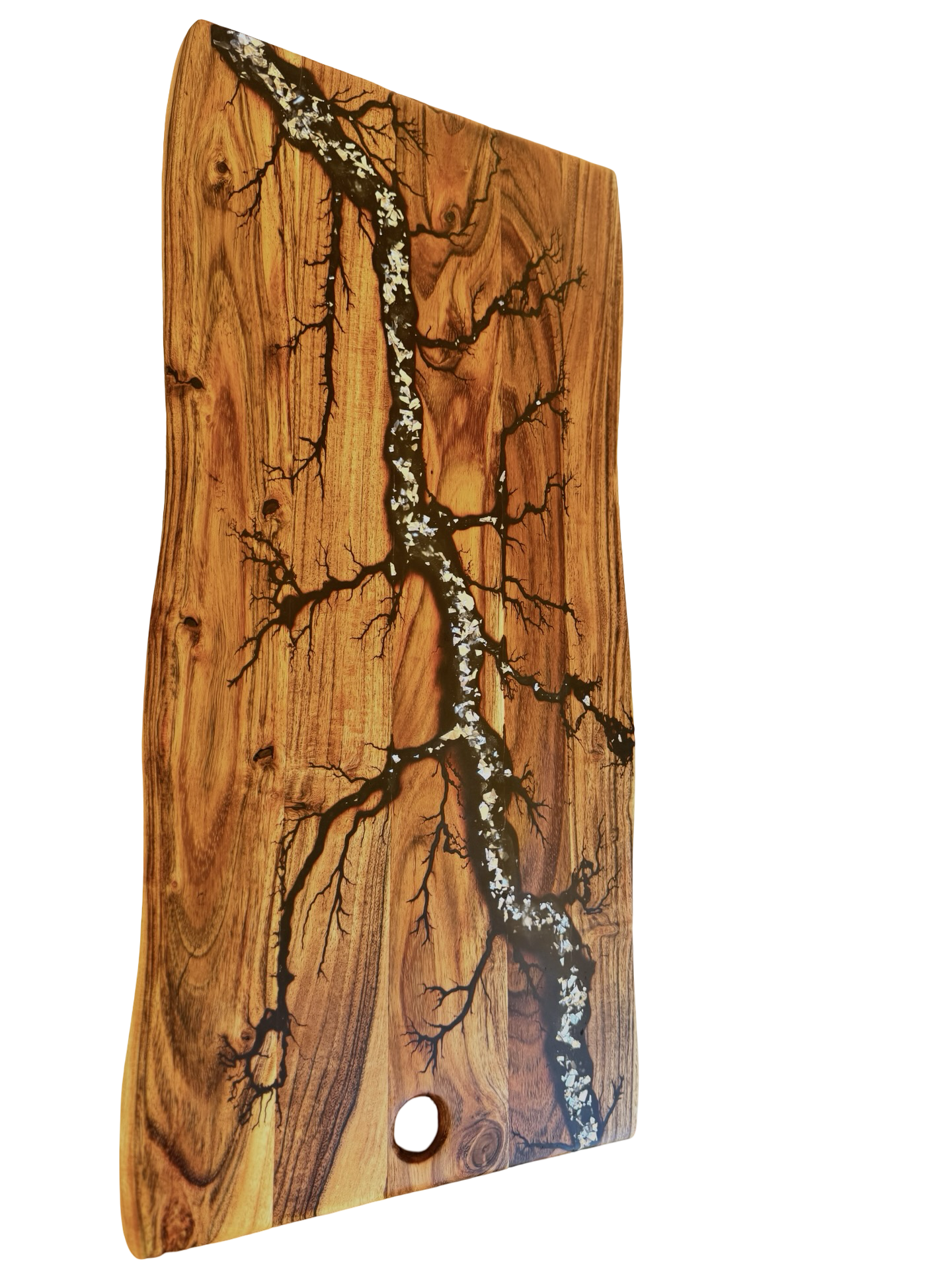 Live Edge Charcuterie Board – Black & Silver | Fractal Flow Designs | Australian Made