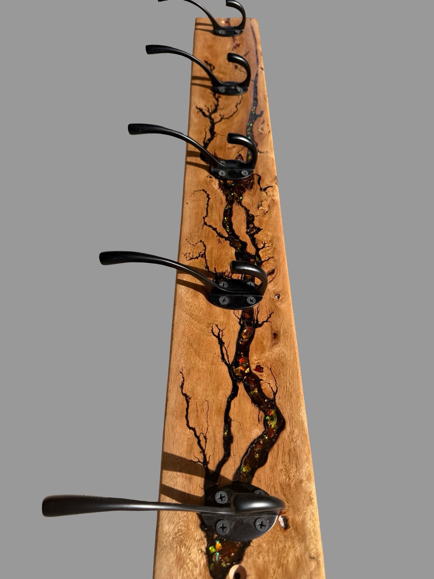 Resin & Birds Eye Timber Coat Rack | Fractal Flow Designs - Resin Boards | Australia