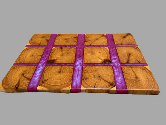 Purple Resin & Cypress Timber Chopping Board – Custom Made | Fractal Flow Designs