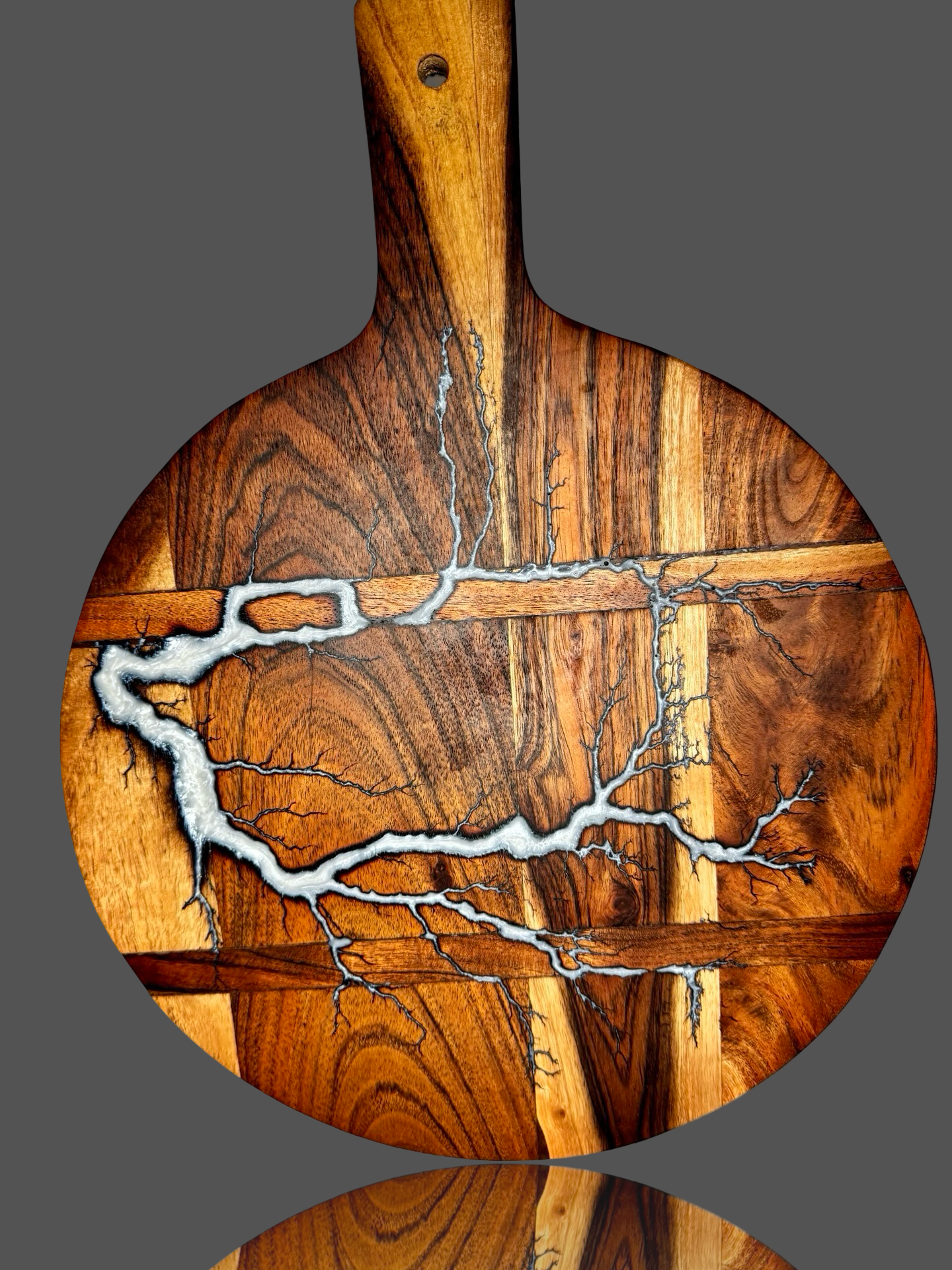 Round Resin Serving Paddle Board – Handcrafted Timber Charcuterie & Cheese Platter | Fractal Flow Designs (Bairnsdale, VIC, Australia) – Fractal Flow Designs, Australian-made resin board from Bairnsdale Victoria