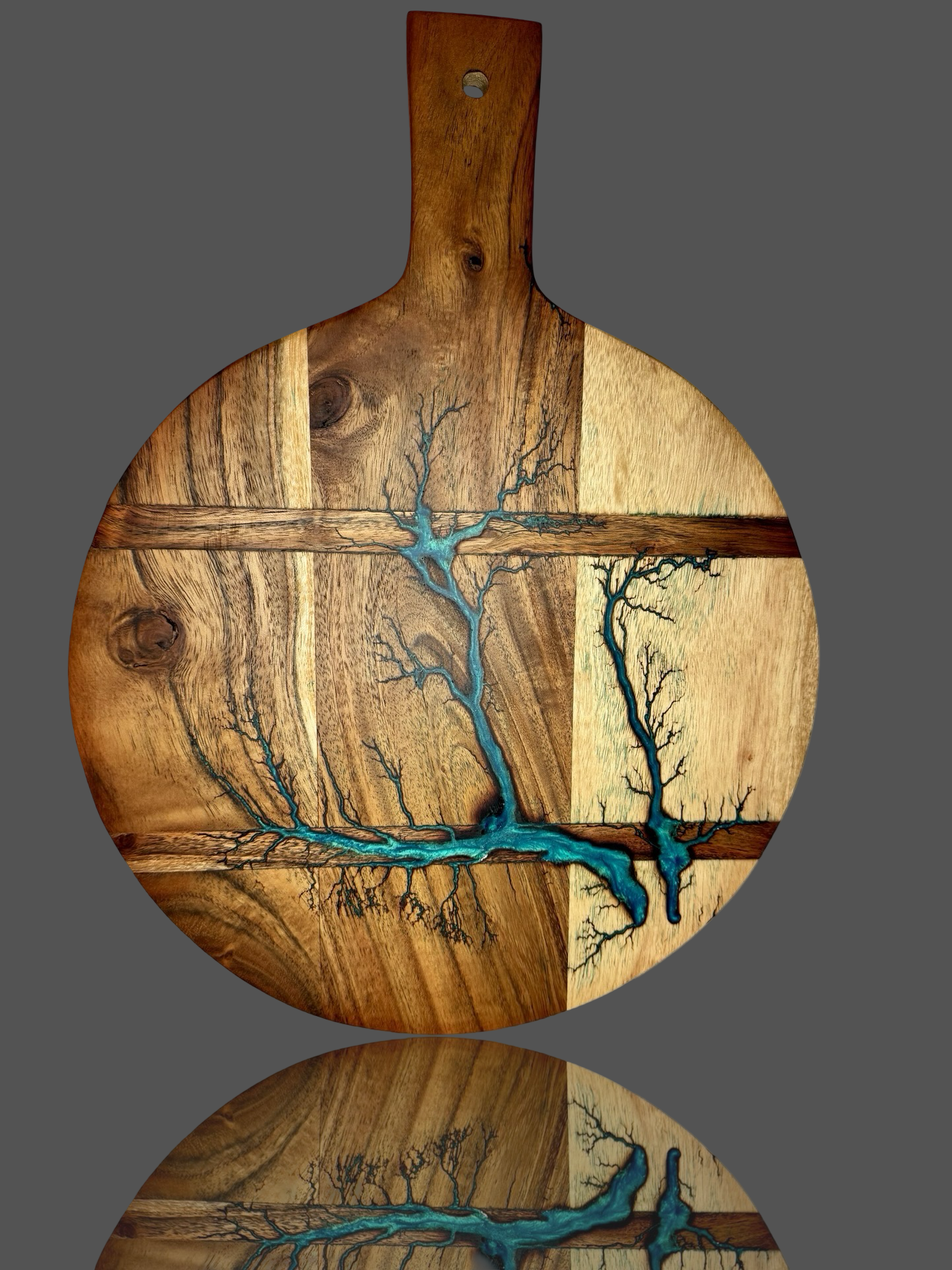 Round Resin Serving Paddle Board – Handcrafted Timber Charcuterie & Cheese Platter | Fractal Flow Designs (Bairnsdale, VIC, Australia) – Fractal Flow Designs, Australian-made resin board from Bairnsdale Victoria