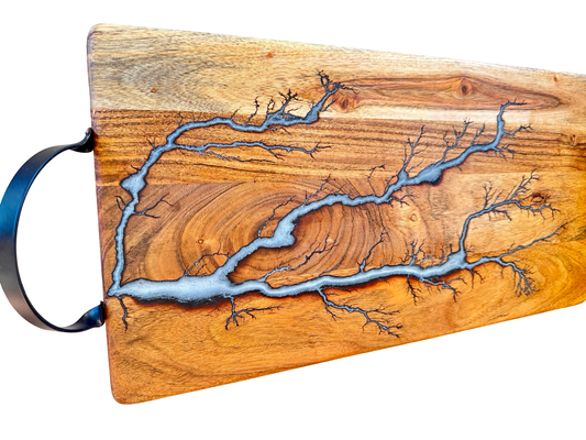 Silver / Grey Resin Serving Board – Australia - Fractal Flow Designs