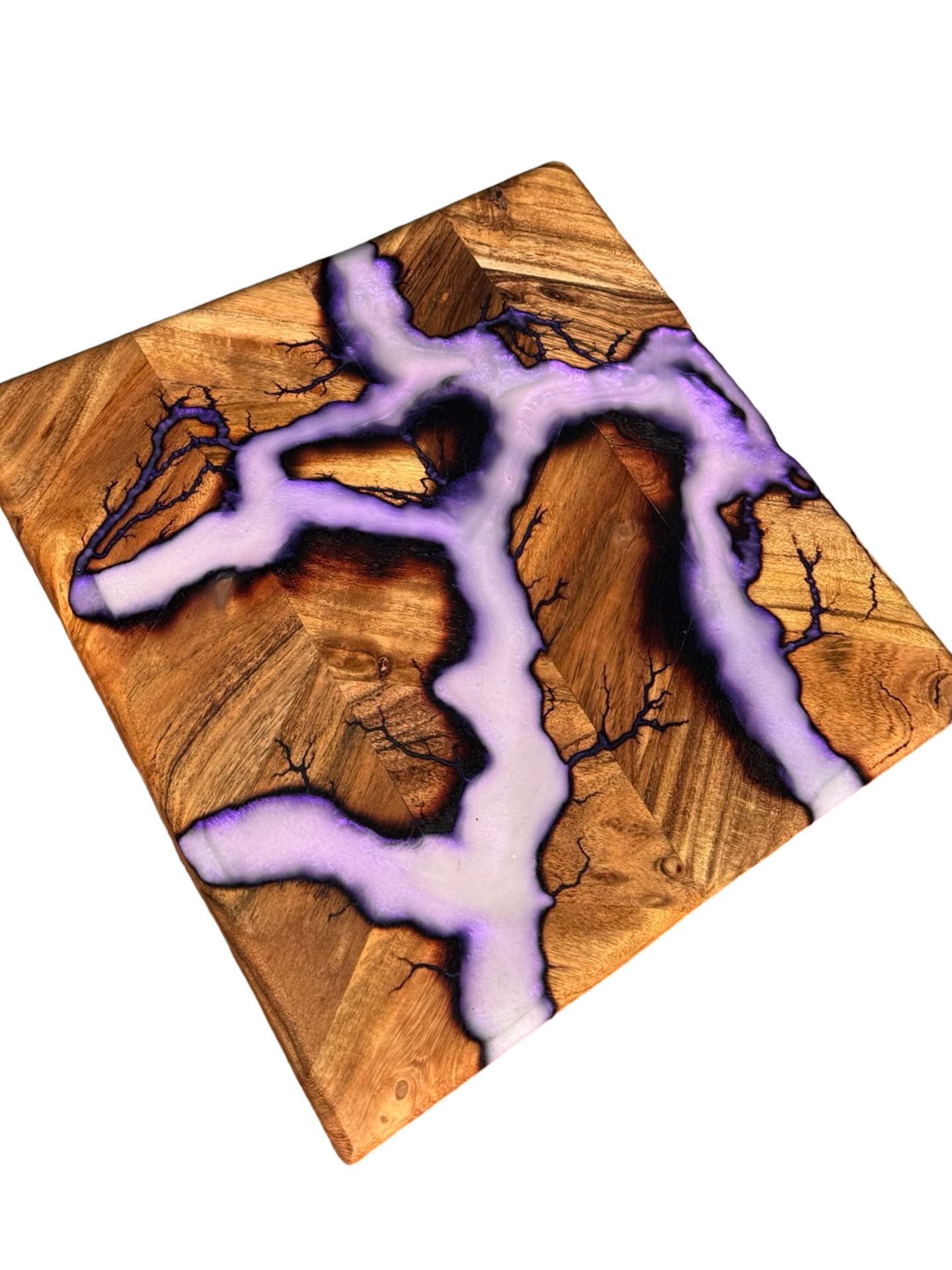 7
Purple shimmer resin board square chopping board Australia East Gippsland handcrafted timber chopping board Fractal Flow Designs
8