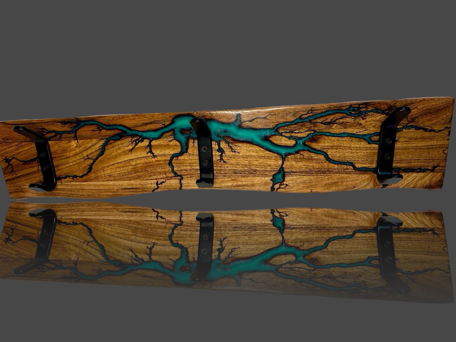 Handmade timber coat rack with resin detail – Fractal Flow Designs, Bairnsdale, Australia.