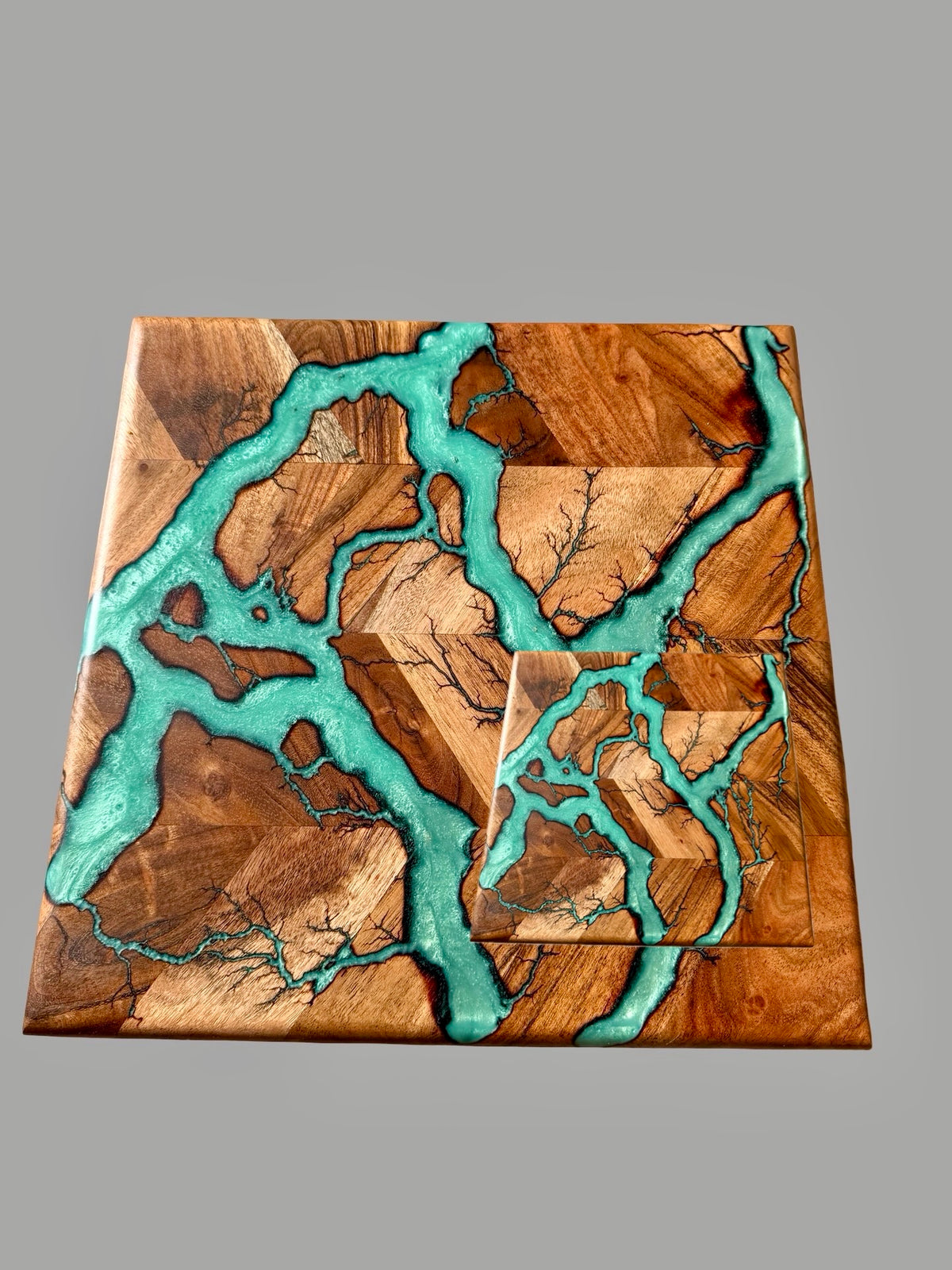 Chopping boardith iridescent green resin art made with Australian materials   australia 
