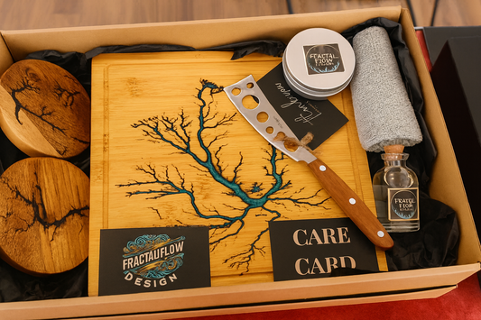 Bamboo Resin Cheese Board Gift Box – Fractal Flow Designs | Handmade Grazing Set Australia – Fractal Flow Designs, Australian-made resin board from Bairnsdale Victoria