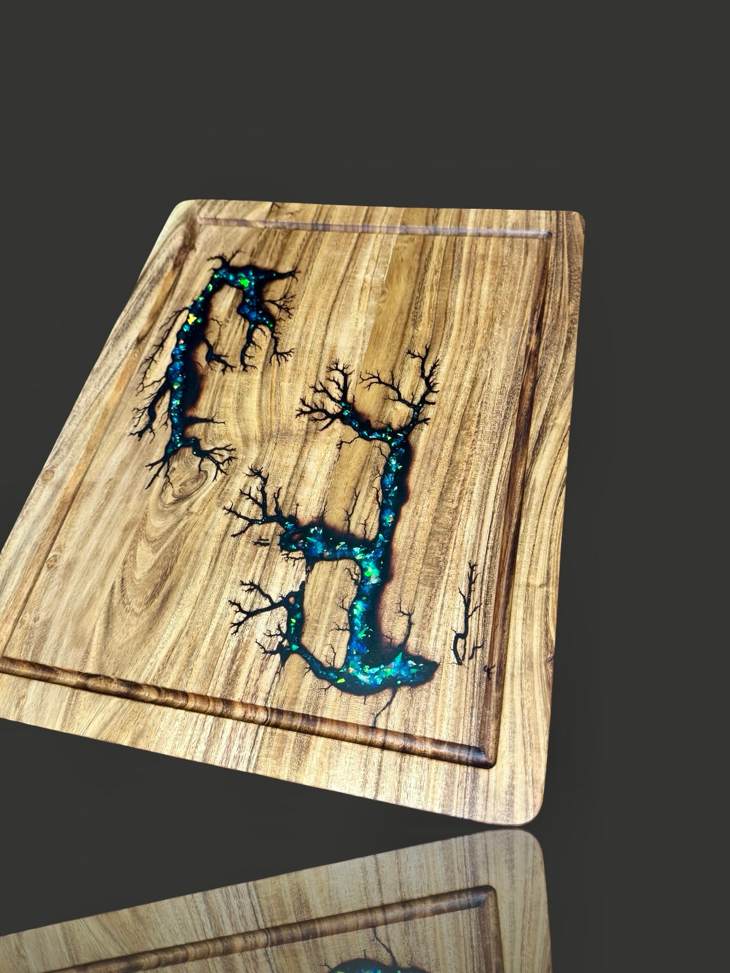 Handcrafted opal effect resin cheese and charcuterie board made in Australia