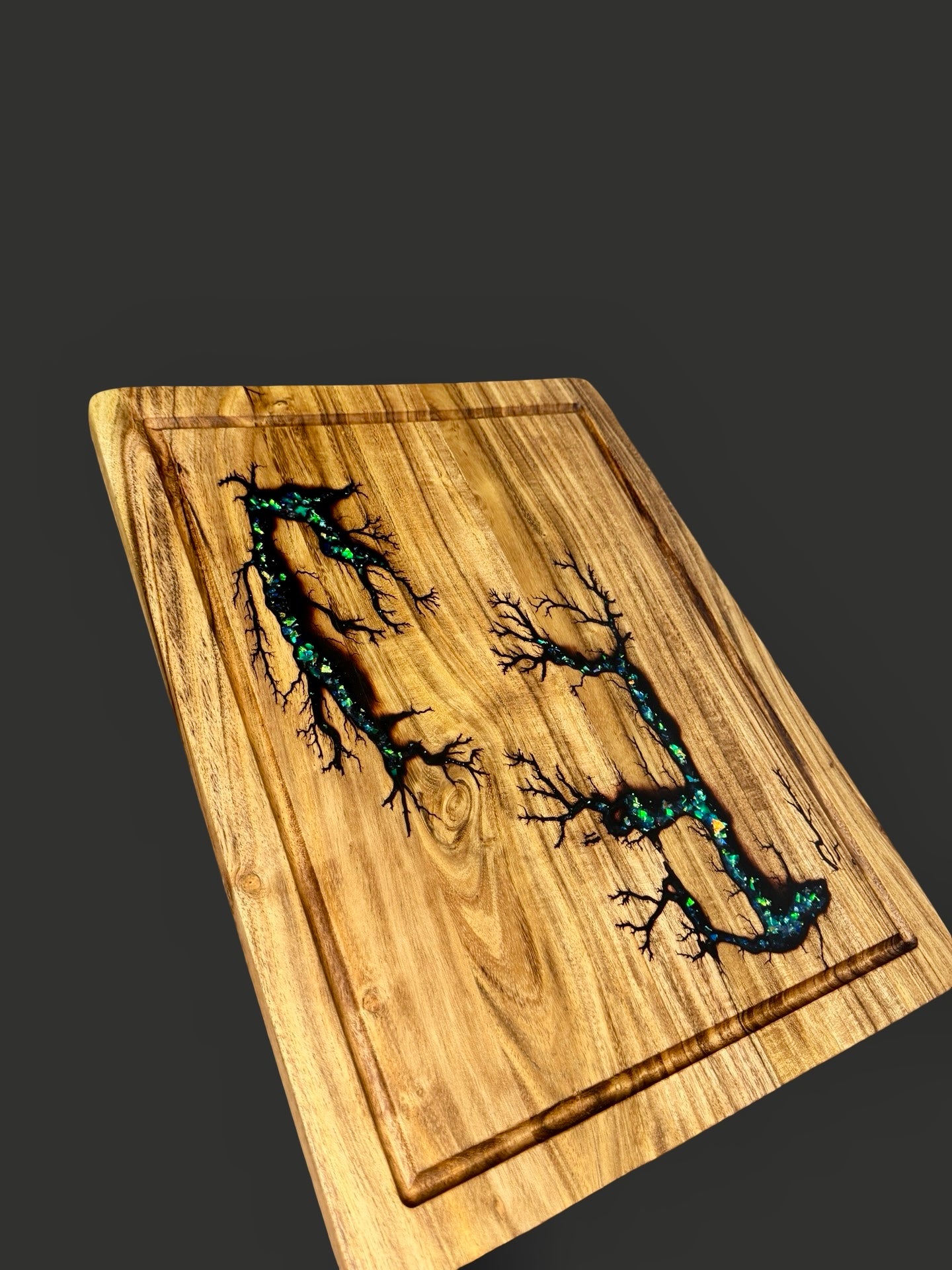 Stunning opal resin charcuterie board for cheese wine nights and home entertaining