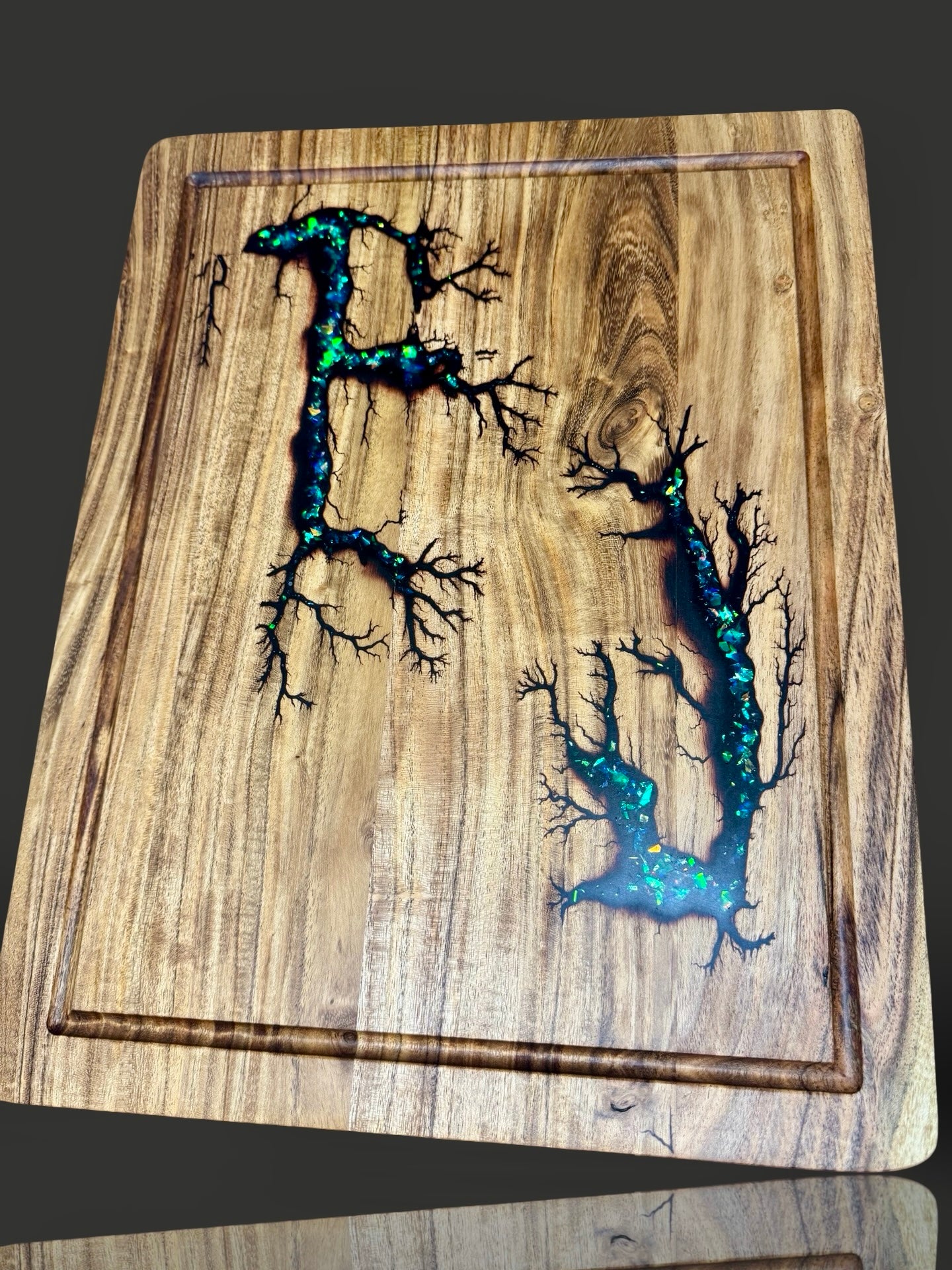 Gift-worthy opal resin chopping board Bairnsdale Victoria resin board artisan handmade