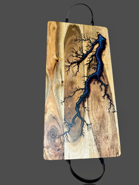 Handmade timber serving board with resin finish – Fractal Flow Designs Australia