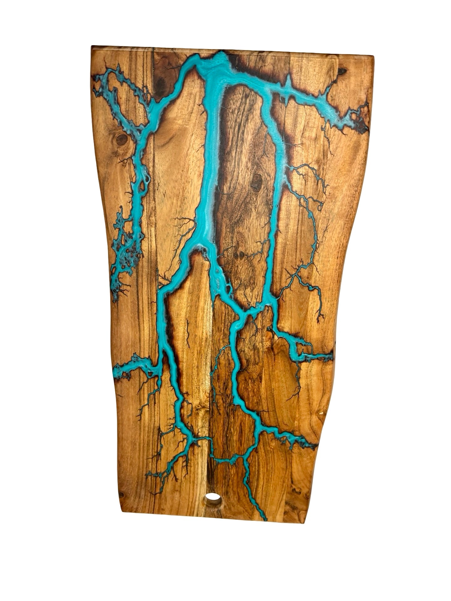 Resin Live Edge Serving Board – Lagoon Blue | Fractal Flow Designs | Australia