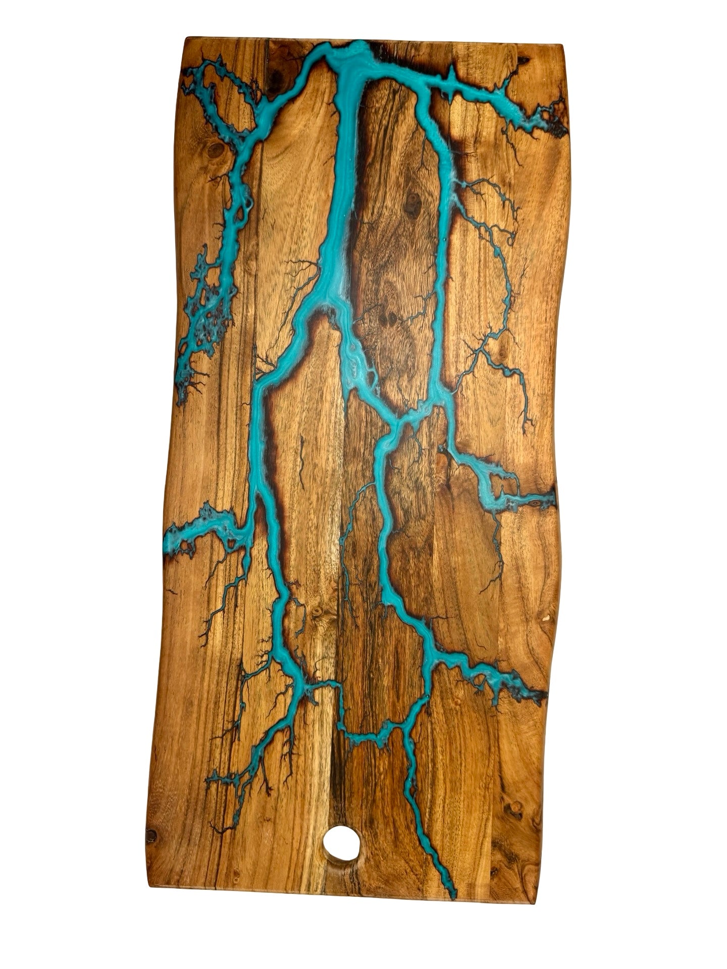 Resin Live Edge Serving Board – Lagoon Blue | Fractal Flow Designs | Australia