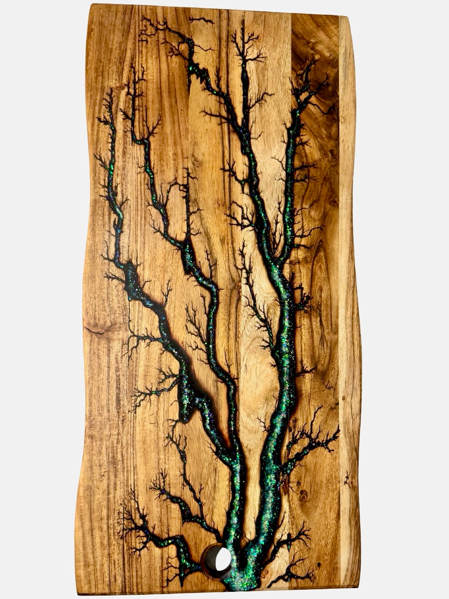 Live Edge Resin Board – Green Sparkle | Australian Made Resin Boards