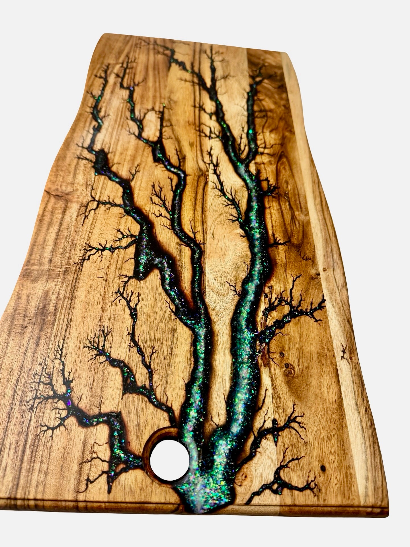 Live Edge Resin Board – Green Sparkle | Australian Made Resin Boards