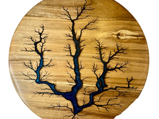 Resin Lazy Susan | Metallic Blue | Fractal Flow Designs | Australia