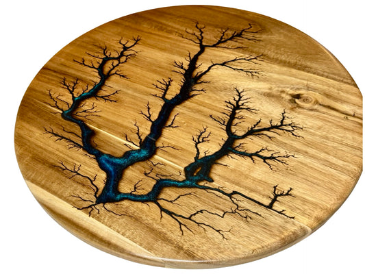Resin Lazy Susan | Metallic Blue | Fractal Flow Designs | Australia