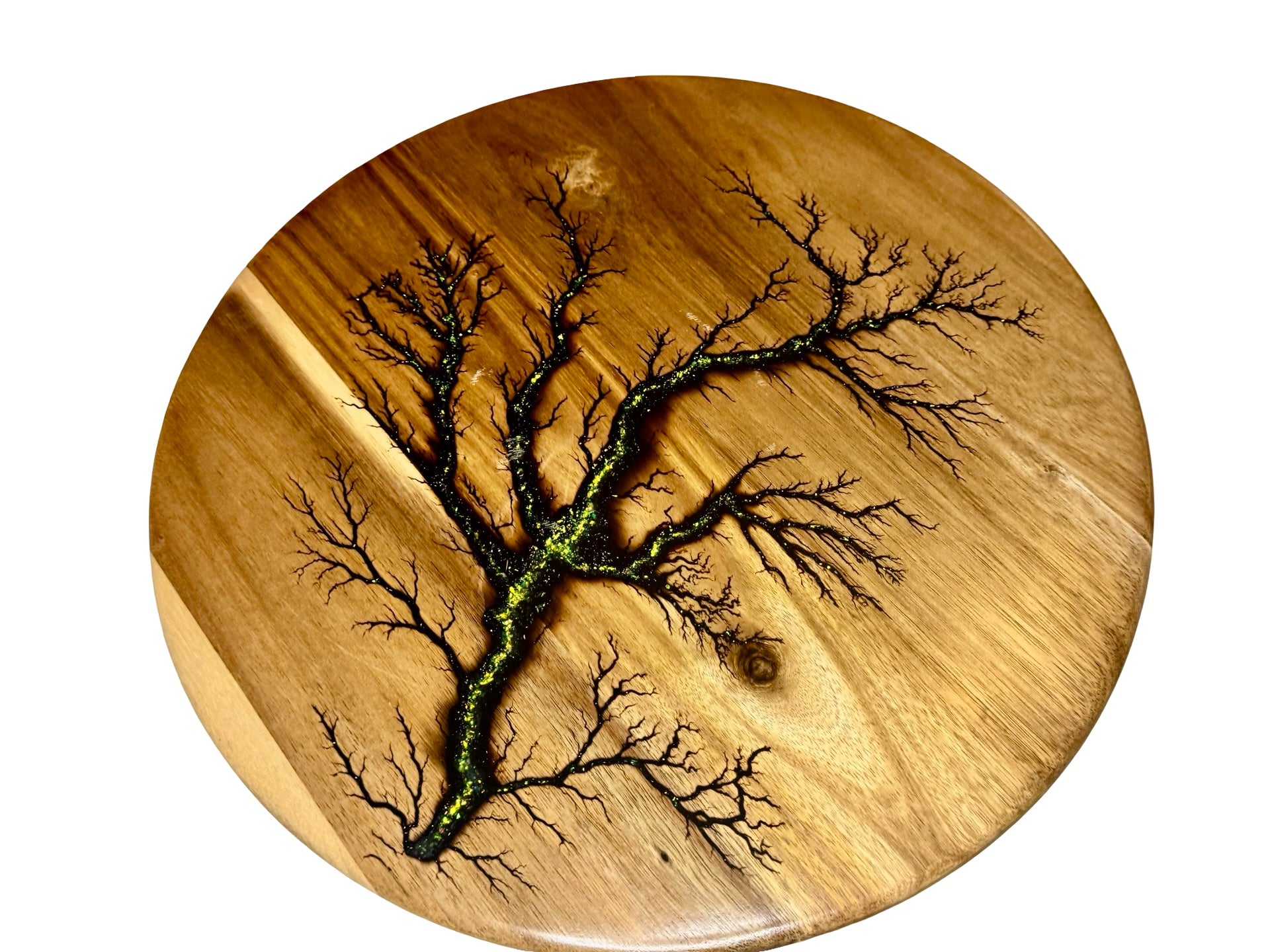large lazy susan featuring green sparkle resin by fractal flow designs great table centre piece