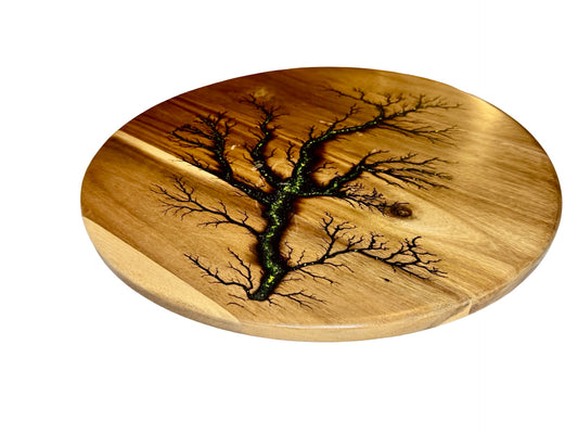 Resin Lazy Susan | Green Sparks | Fractal Flow Designs | Australia