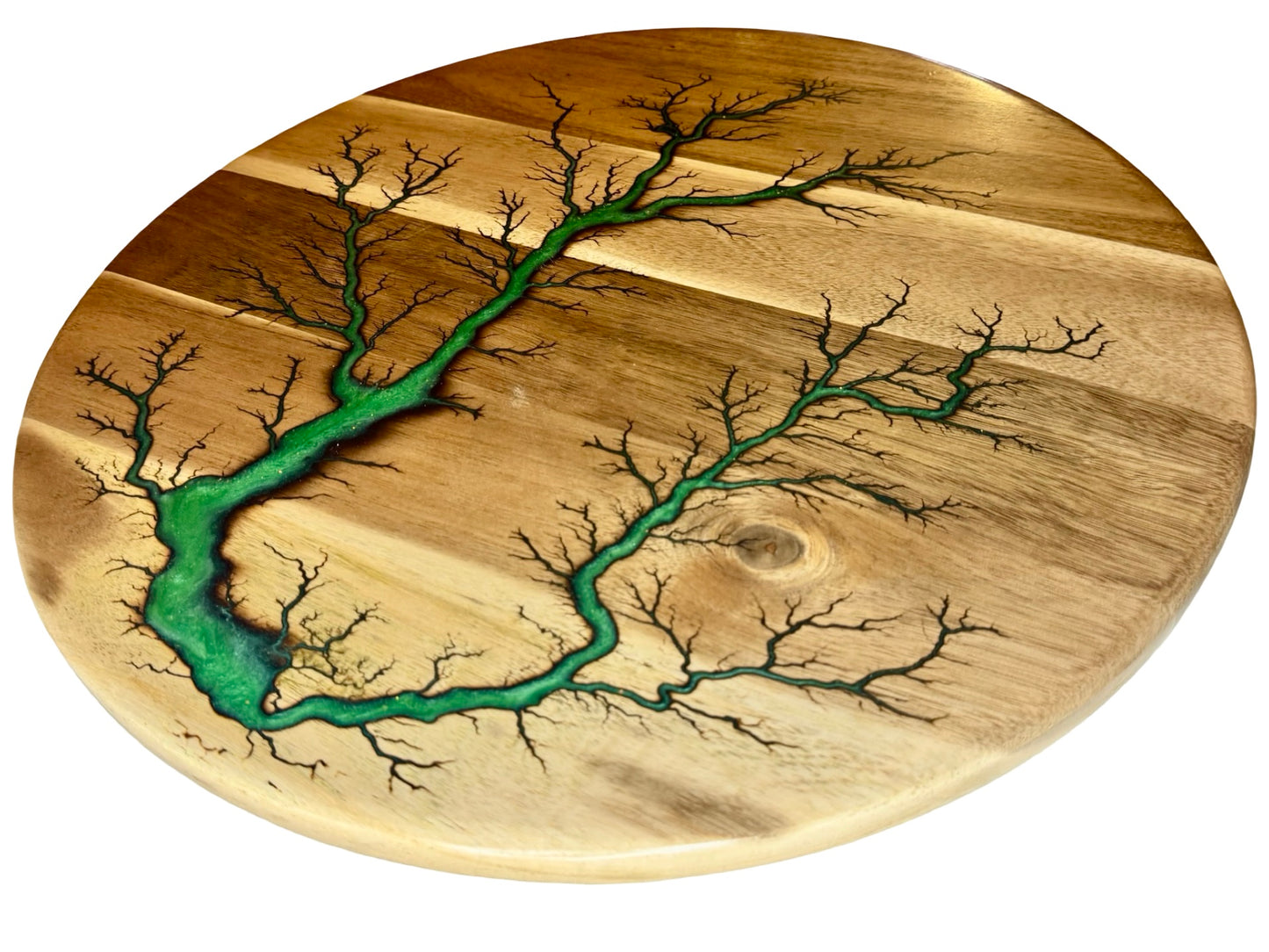 Side view of round lazy Susan made by fractal flow designs in Bairnsdale, east Gippsland, Victoria 