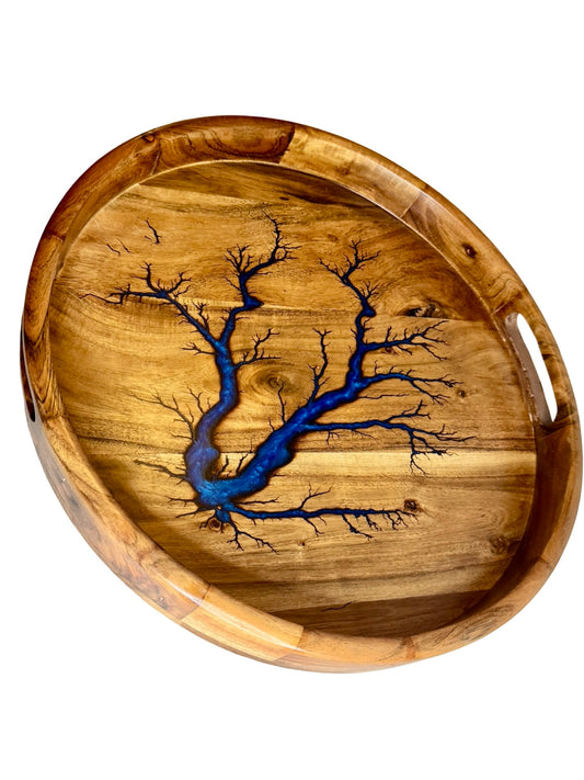 Resin Serving Tray - Sapphire Blue | Fractal Flow Designs | Australia