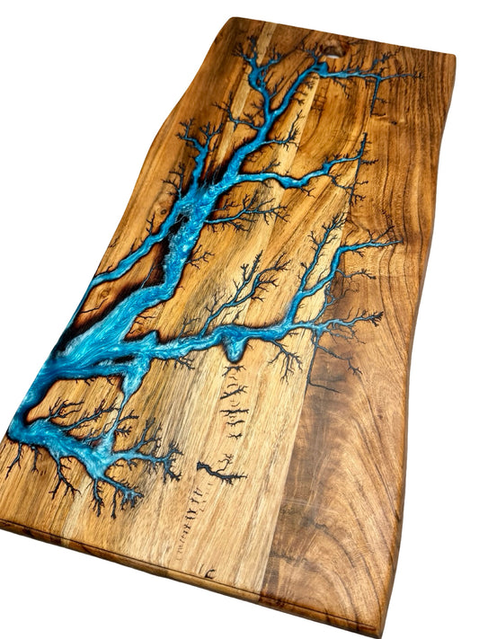 Live Edge Resin Board – Sky blue  | Resin Boards by Fractal Flow Designs | Australian Made