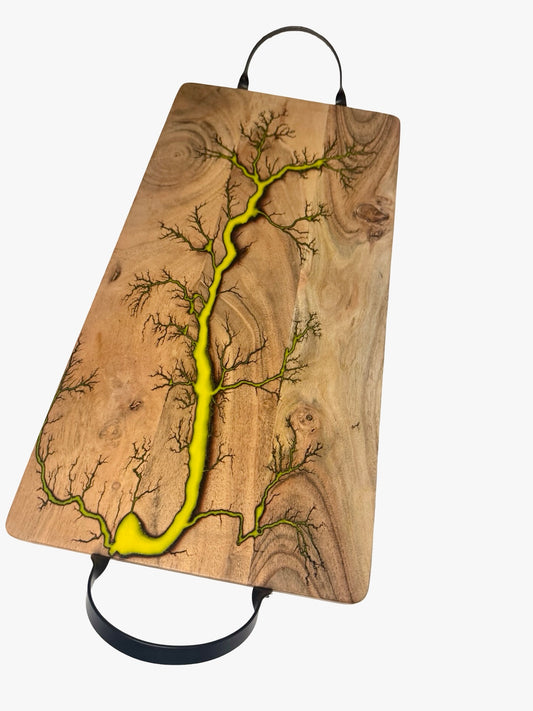 Yellow Resin Serving Board | Fractal Flow Designs | Australian Made