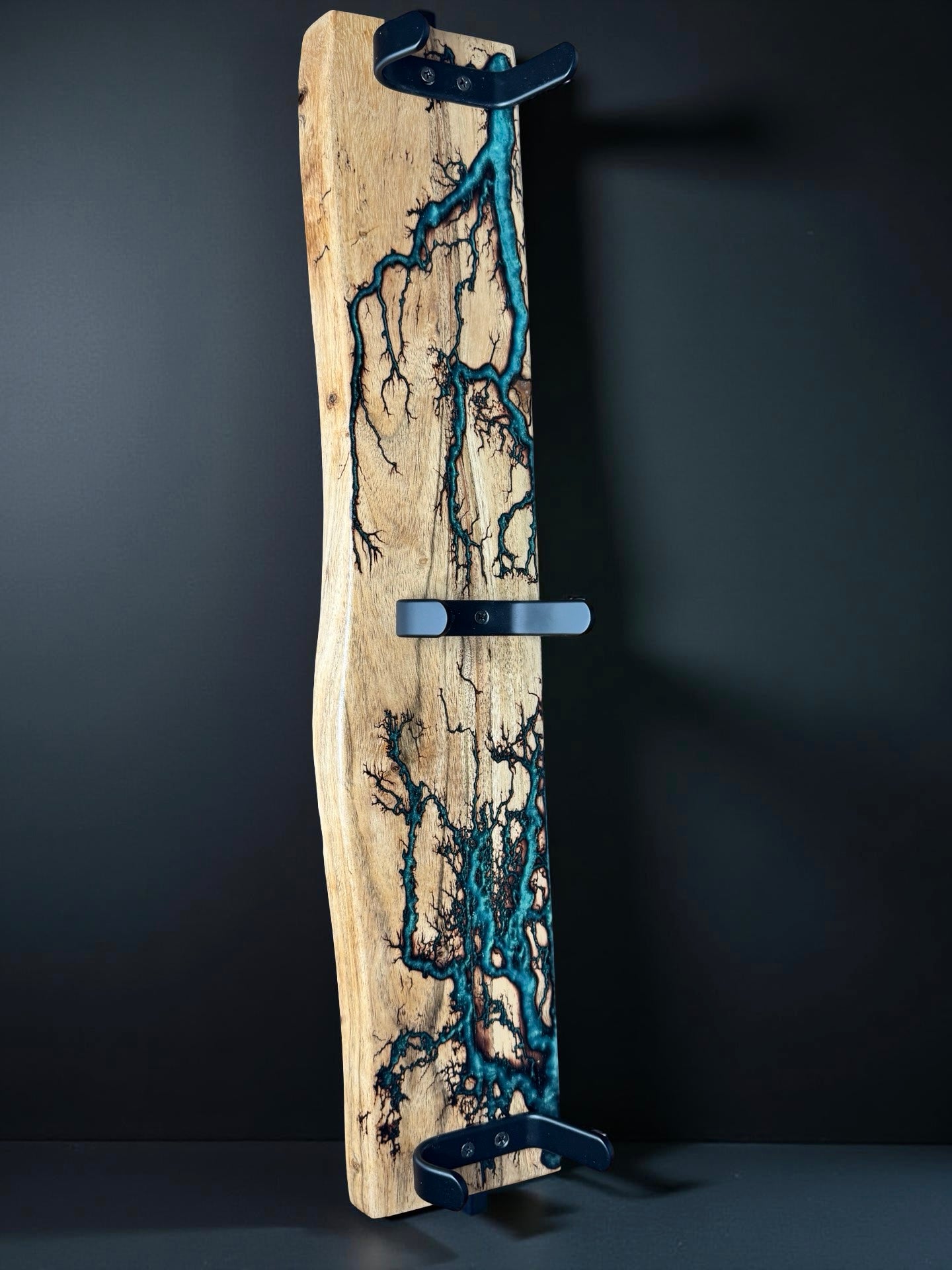 Green resin coat rack with high clarity finish, handcrafted timber décor Australia