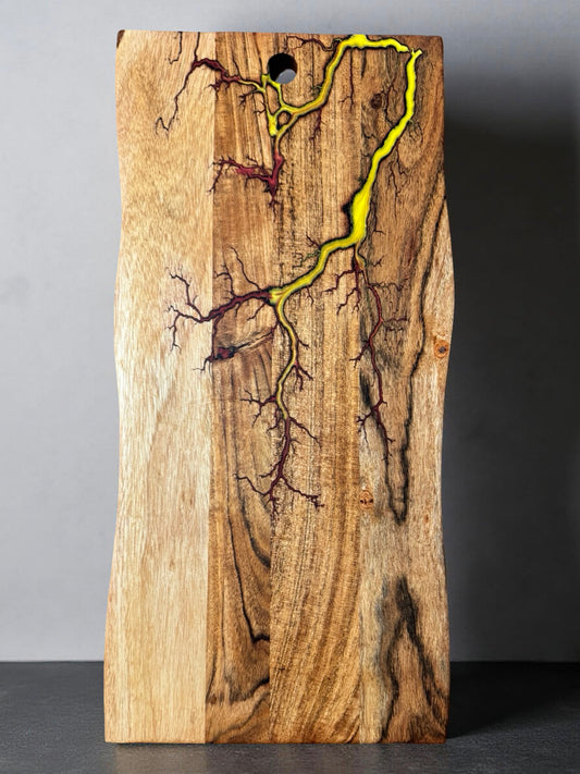 Fire resin charcuterie board red yellow blend sustainable Australian timber resin boards Australia premium