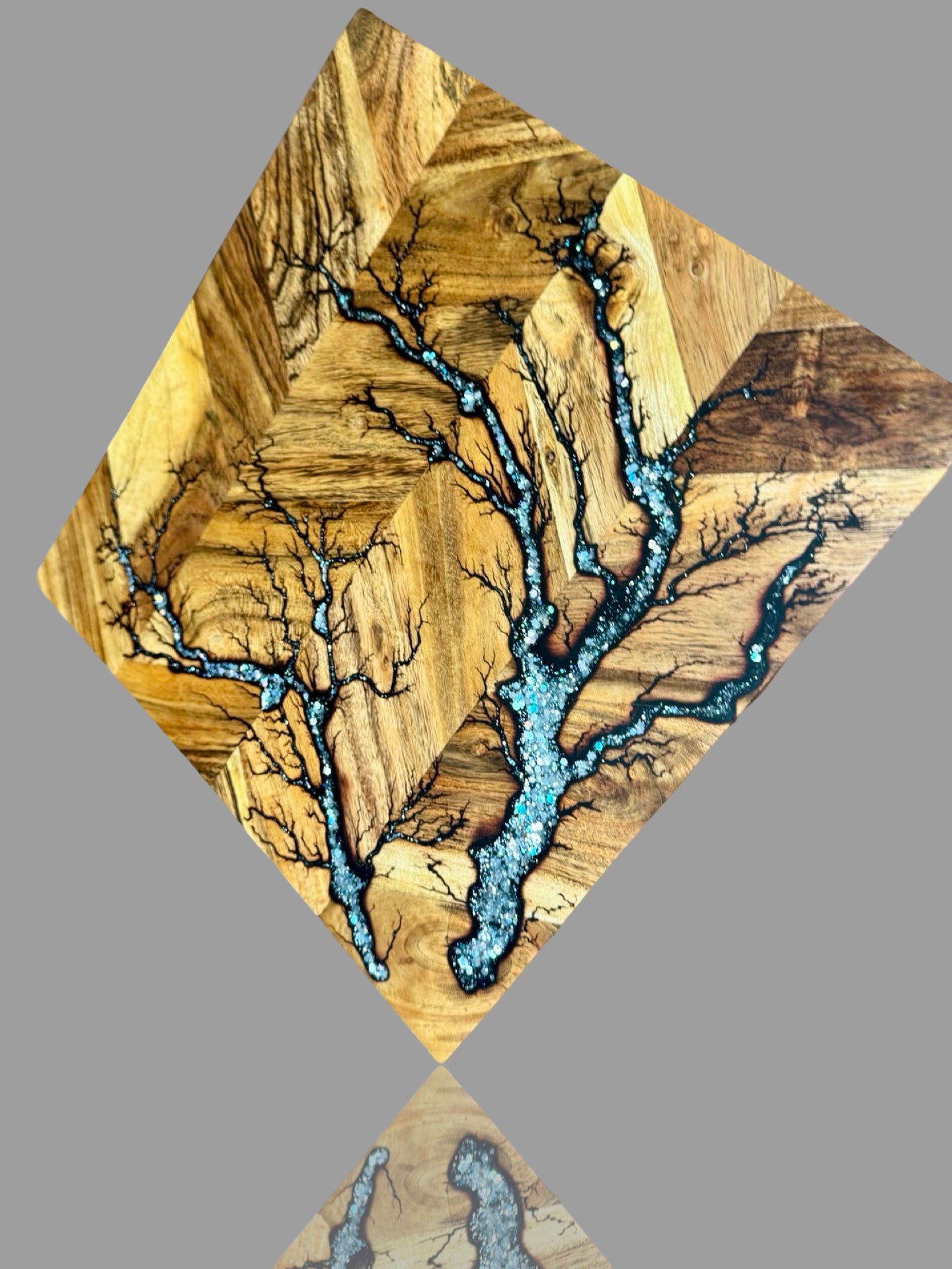 Fractal burnt resin chopping board by Fractal Flow Designs, premium artisan timber, Bairnsdale Victoria handmade