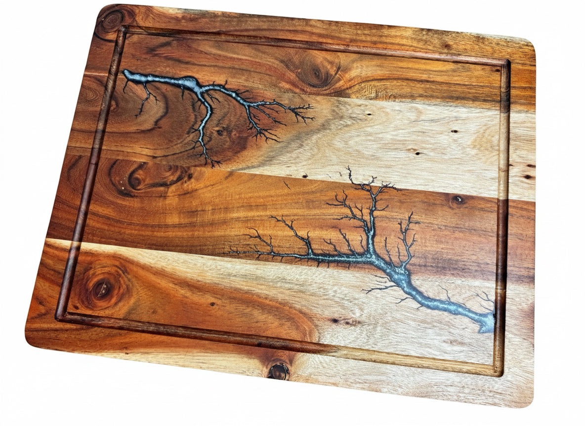 Resin kitchen chopping board handmade in Australia — premium Fractal Flow Designs product with modern resin design