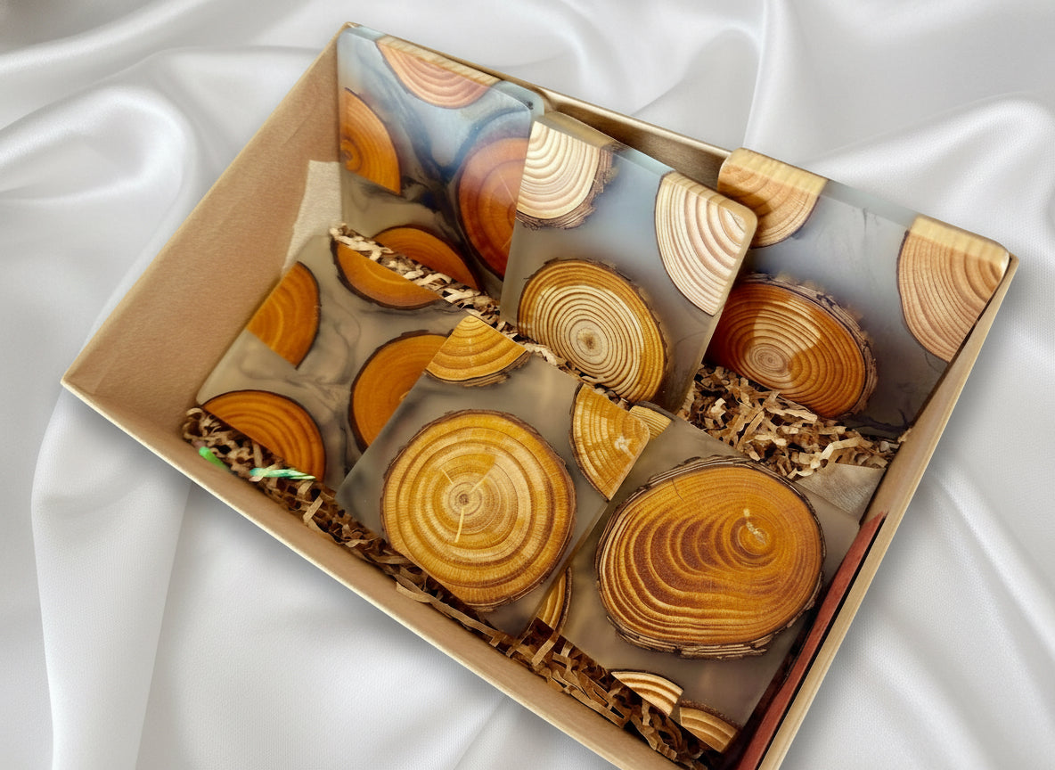 Luxury resin coasters set, artisan home décor handcrafted in East Gippsland Victoria
