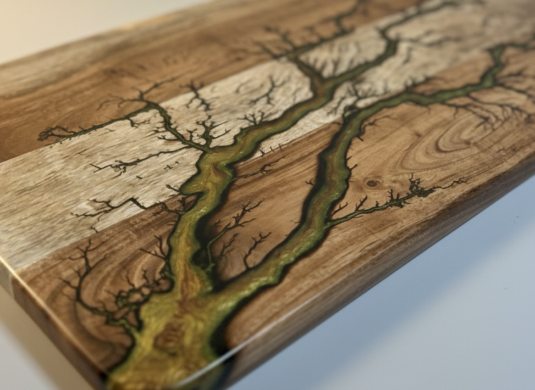 One-of-a-kind large resin grazing paddle made in Australia - Victoria From Australian Hardwood for cheese, charcuterie, and special occasion gifting.