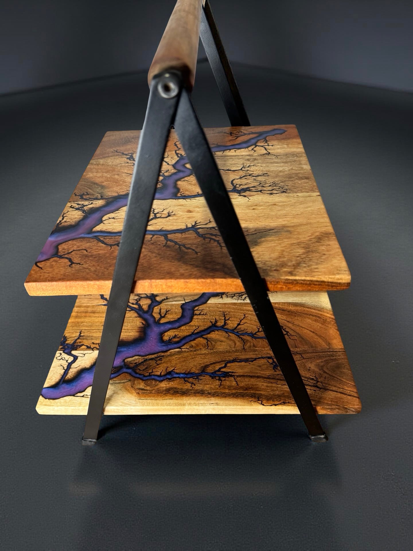 Premium two tone resin cake stand showcasing handcrafted Australian timber artisan quality