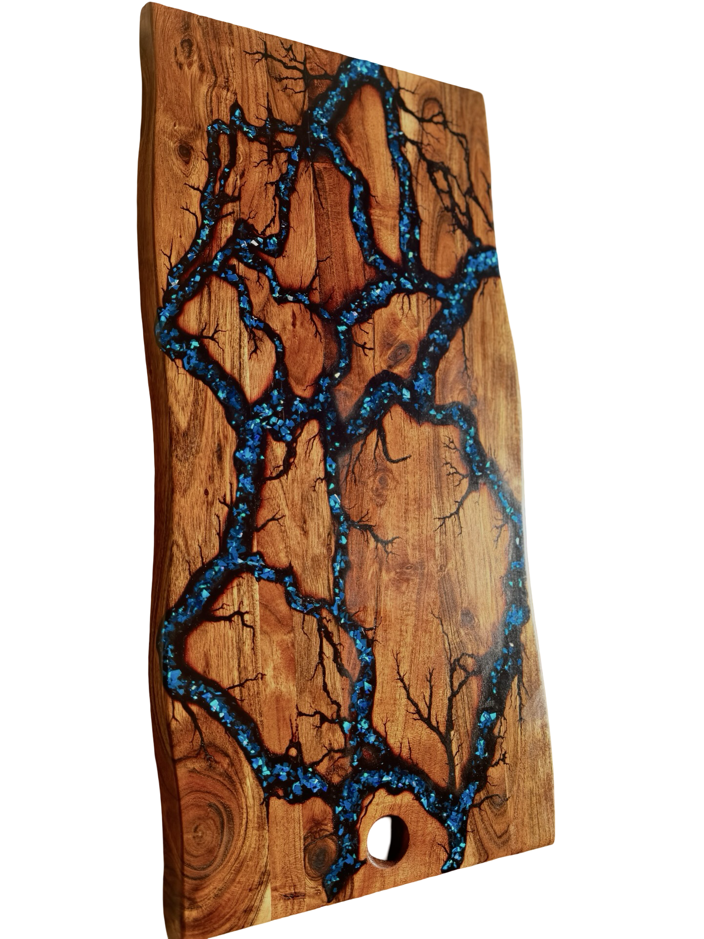 Live Edge Serving Board – Blue | Fractal Flow Designs | Australian Made
