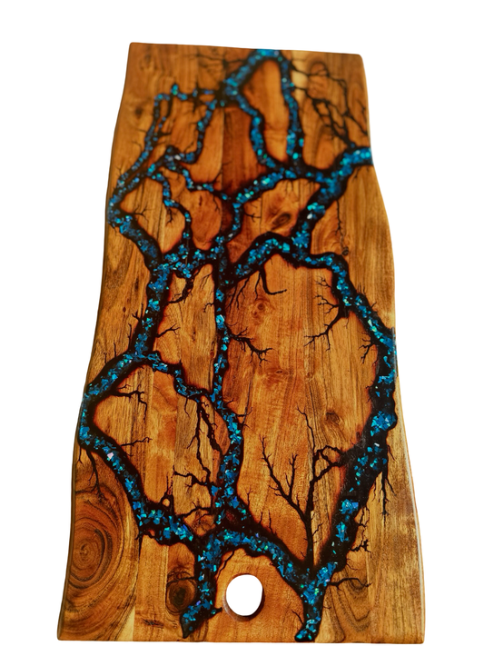 Live Edge Serving Board – Blue | Fractal Flow Designs | Australian Made