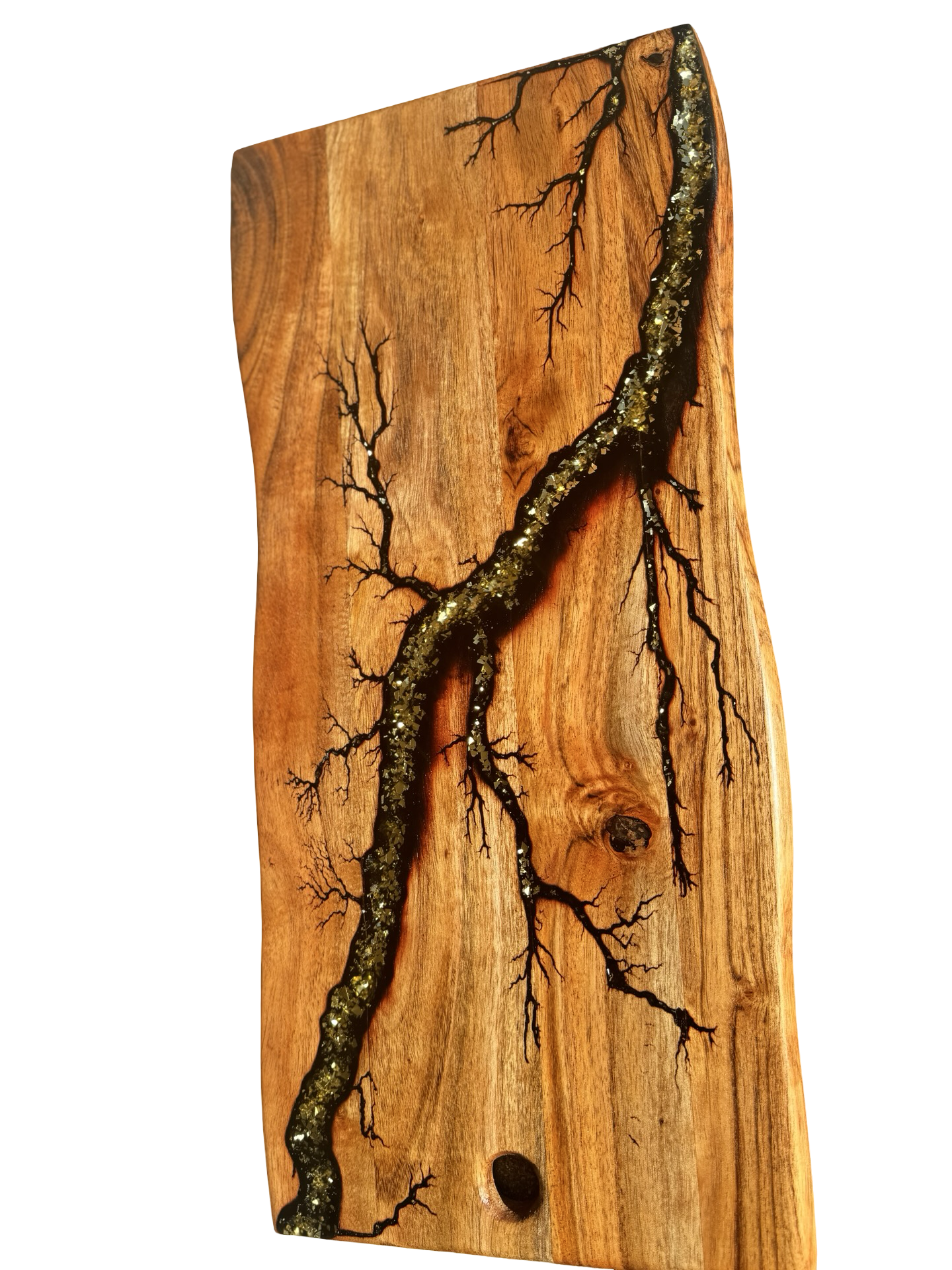Live Edge Charcuterie Board – Gold Sparkle| Fractal Flow Designs | Australian Made