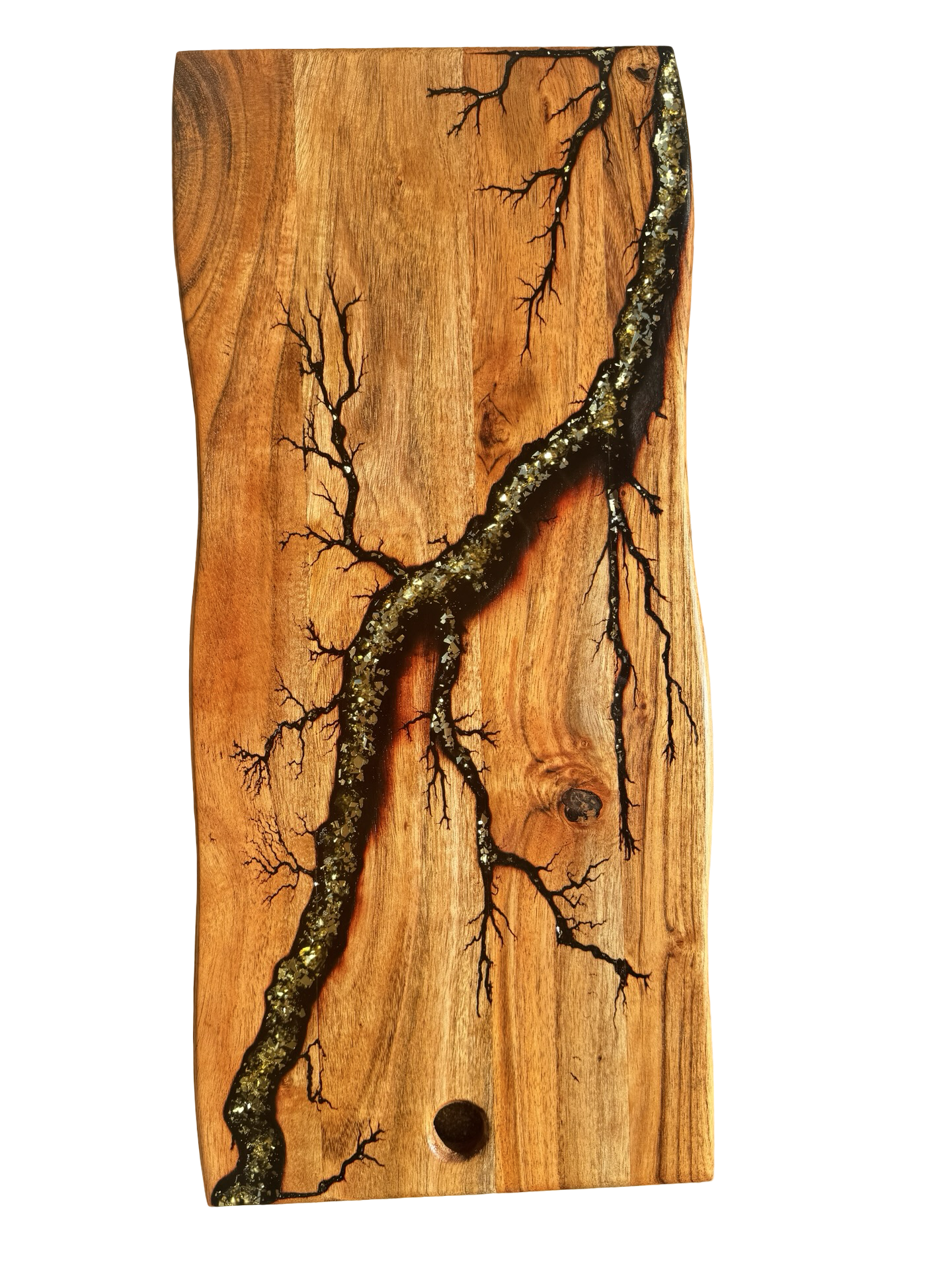 Live Edge Charcuterie Board – Gold Sparkle| Fractal Flow Designs | Australian Made