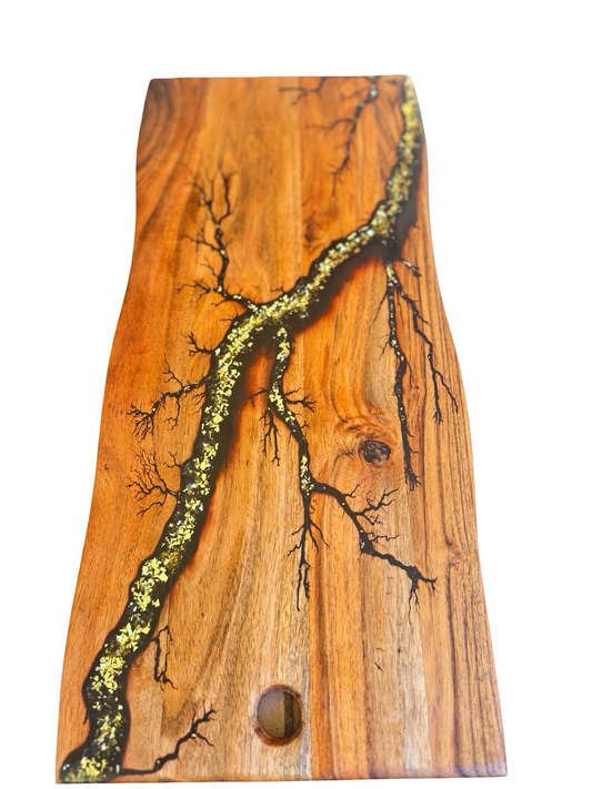 Live Edge Charcuterie Board – Gold Sparkle| Fractal Flow Designs | Australian Made