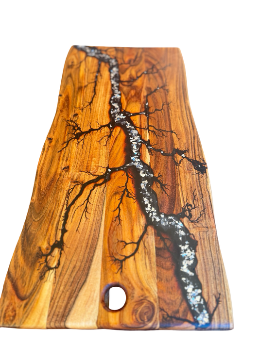 Live Edge Charcuterie Board – Black & Silver | Fractal Flow Designs | Australian Made
