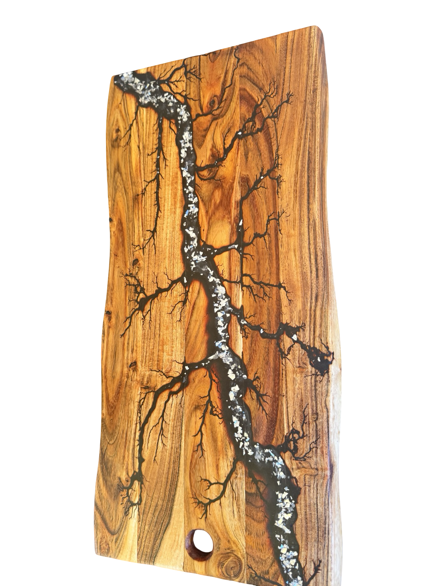 Live Edge Charcuterie Board – Black & Silver | Fractal Flow Designs | Australian Made