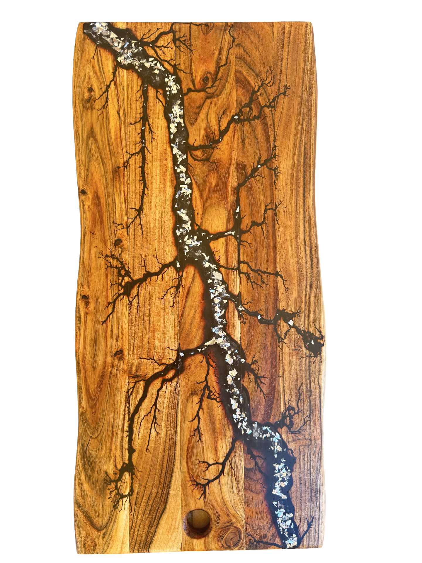 Live Edge Charcuterie Board – Black & Silver | Fractal Flow Designs | Australian Made