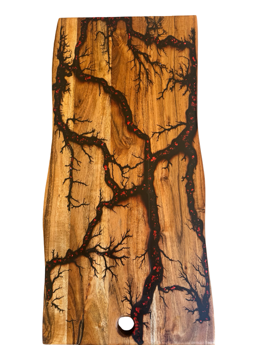 Live Edge Charcuterie Board – Black & Red | Fractal Flow Designs | Australian Made