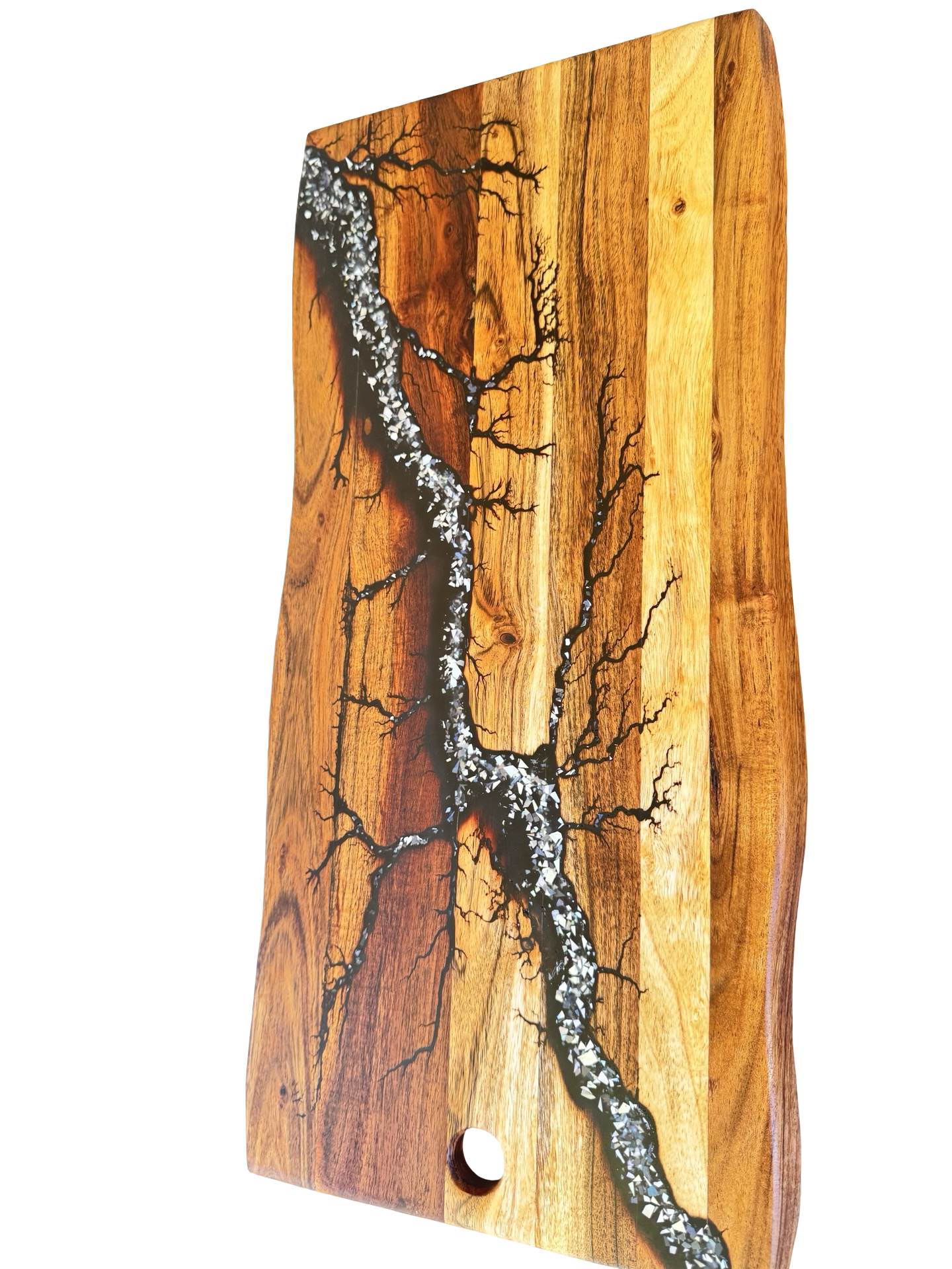 Live Edge Charcuterie Board – Black & Silver | Fractal Flow Designs | Australian Made