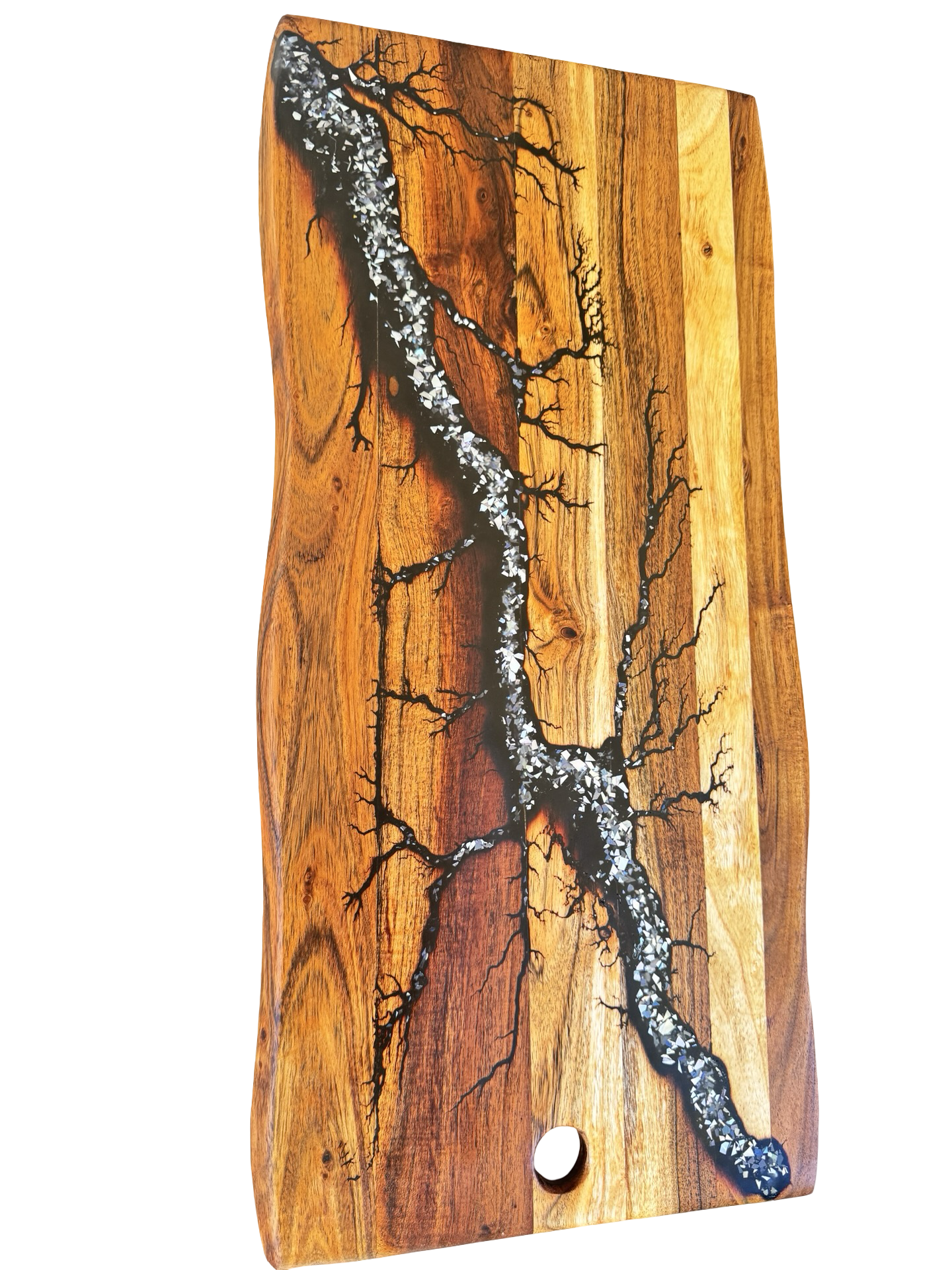 Live Edge Charcuterie Board – Black & Silver | Fractal Flow Designs | Australian Made