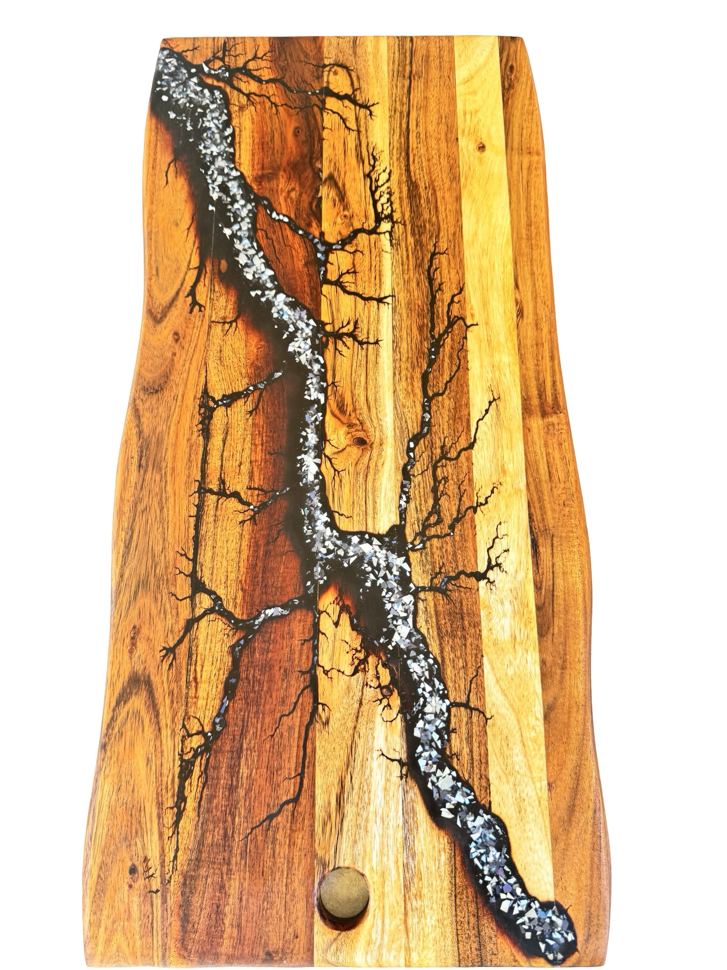 Live Edge Charcuterie Board – Black & Silver | Fractal Flow Designs | Australian Made